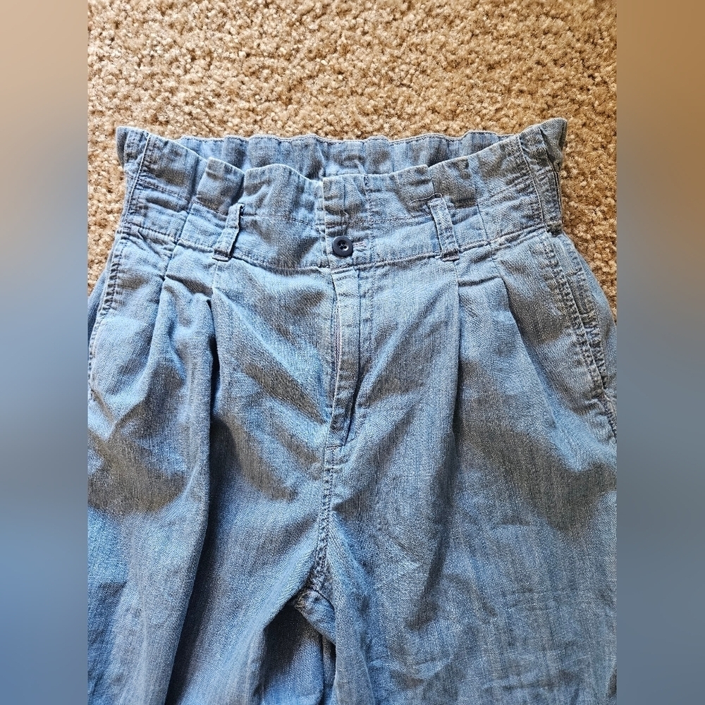 Madewell Denim/ Chambray High-Waist Paperbag Style Pants, Size 2 - Picture 3 of 8